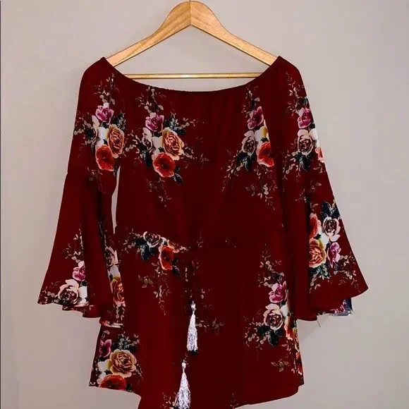 🎉HP! 🎉 Haute Rogue Red Floral Romper - Picture 6 of 14